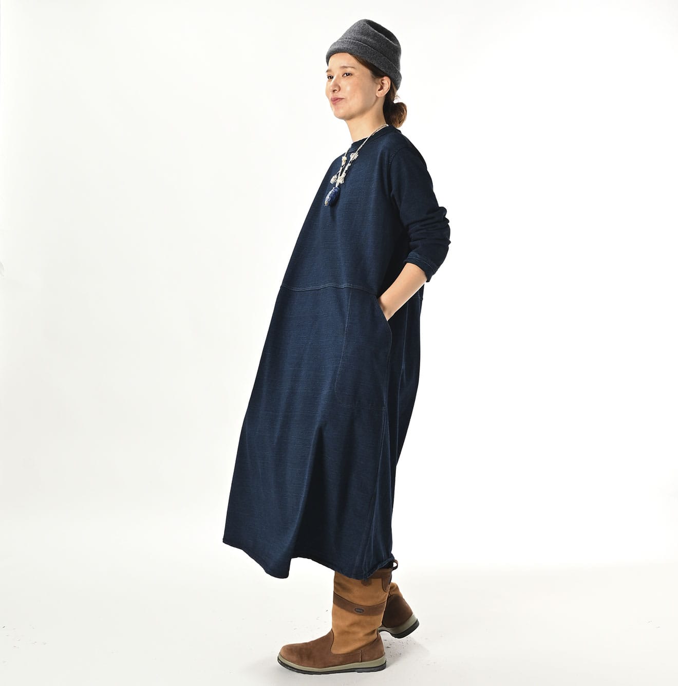 45R Indigo Dekoboko Tenjiku Dress