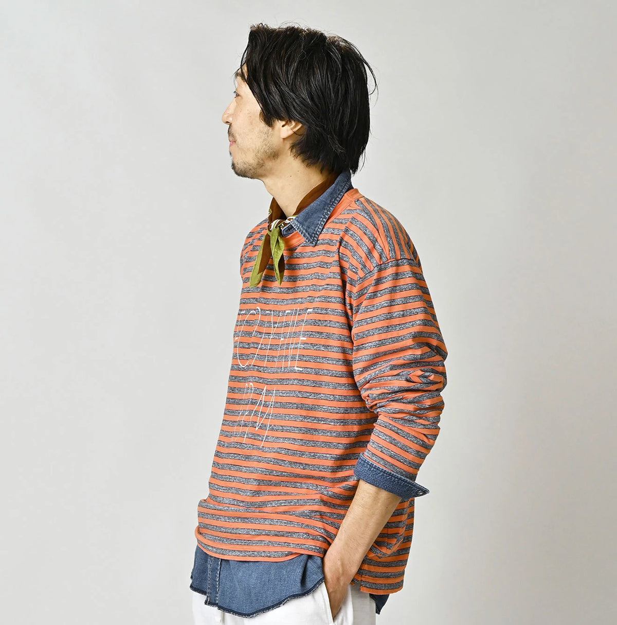 45R Stripe Umihiko Logo 908 T-shirt (Top-dyed) - Image 9