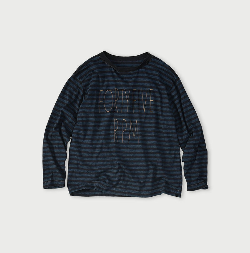 45R Indigo Stripe Umihiko Logo 908 T-shirt - Image 1