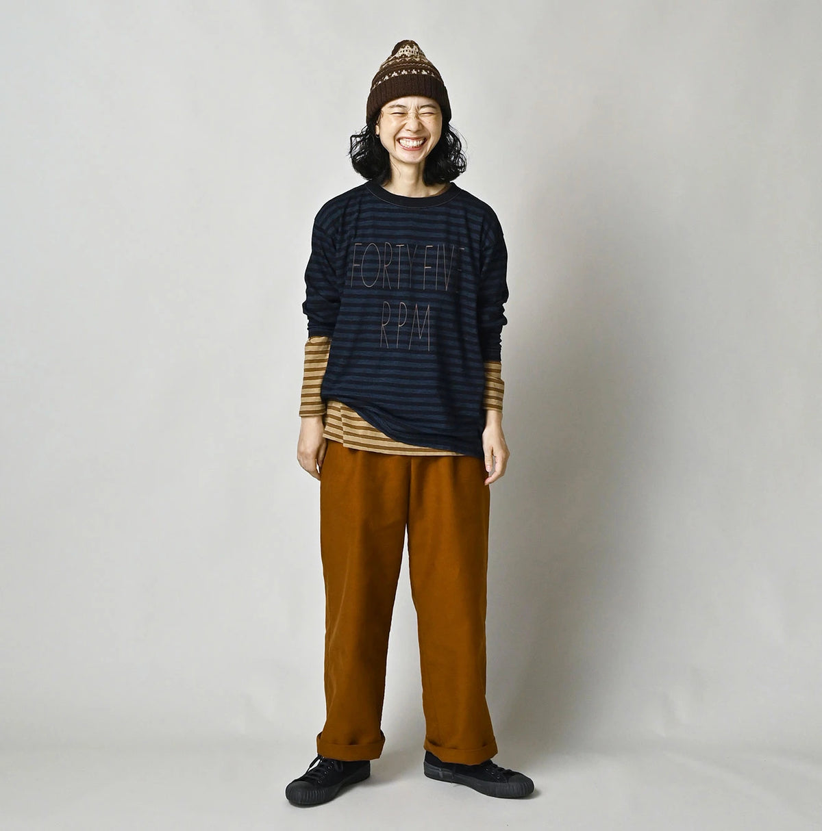 45R Indigo Stripe Umihiko Logo 908 T-shirt