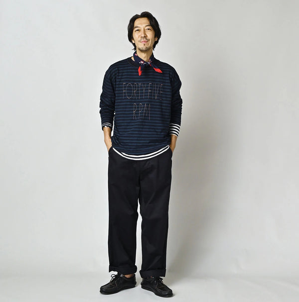 45R Indigo Stripe Umihiko Logo 908 T-shirt