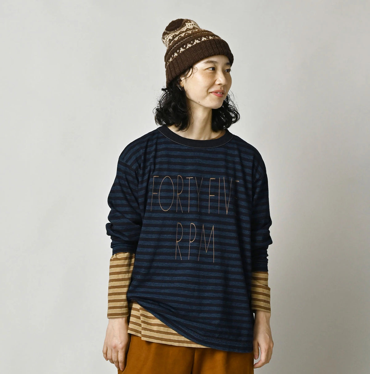 45R Indigo Stripe Umihiko Logo 908 T-shirt - Image 4