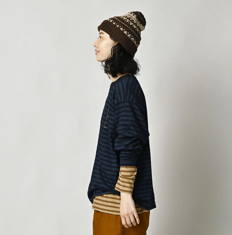 45R Indigo Stripe Umihiko Logo 908 T-shirt - Image 5