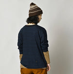 45R Indigo Stripe Umihiko Logo 908 T-shirt