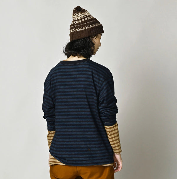 45R Indigo Stripe Umihiko Logo 908 T-shirt
