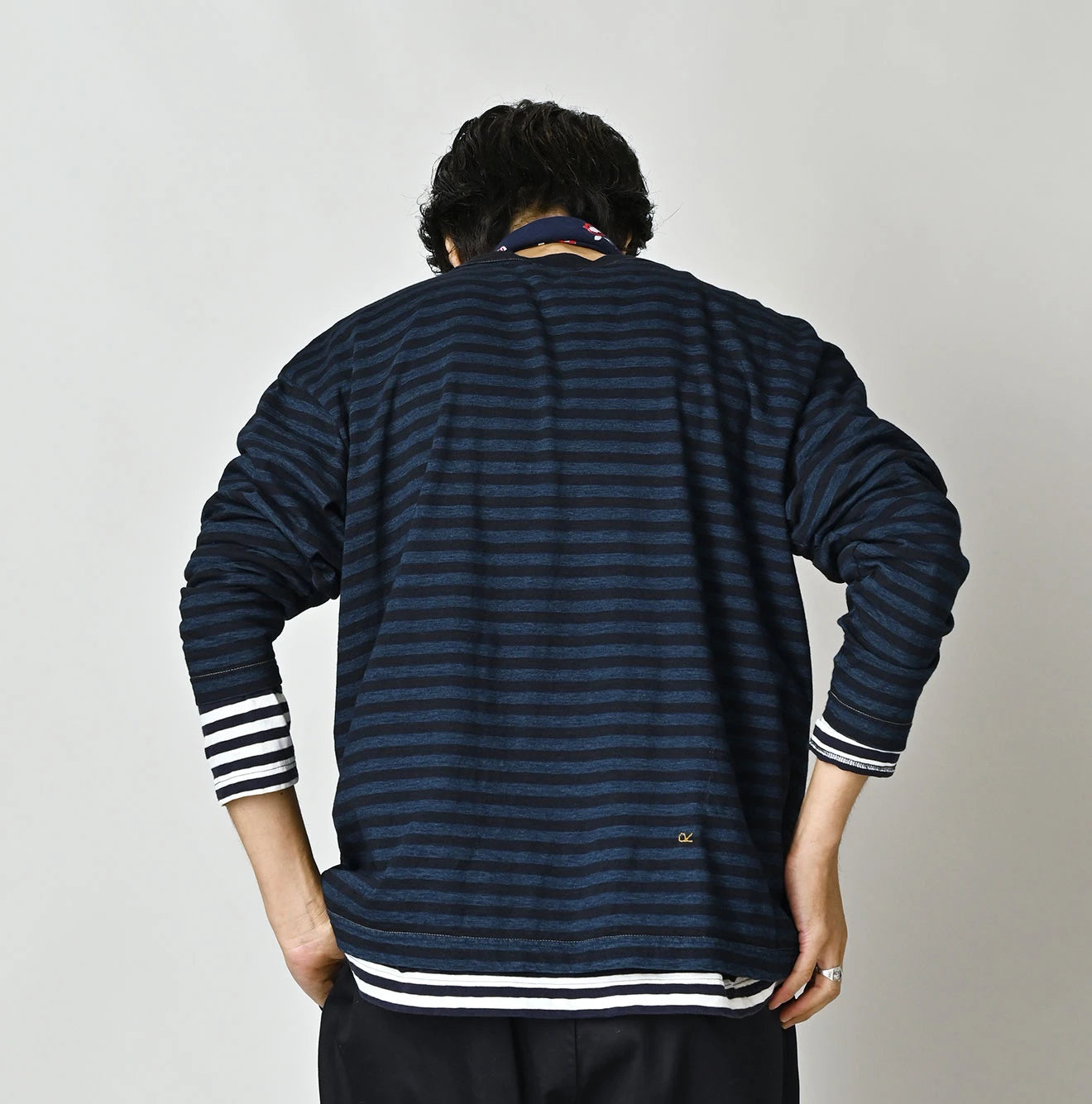 Indigo Stripe Umihiko Logo 908 T-shirt | 45R Official Online Store