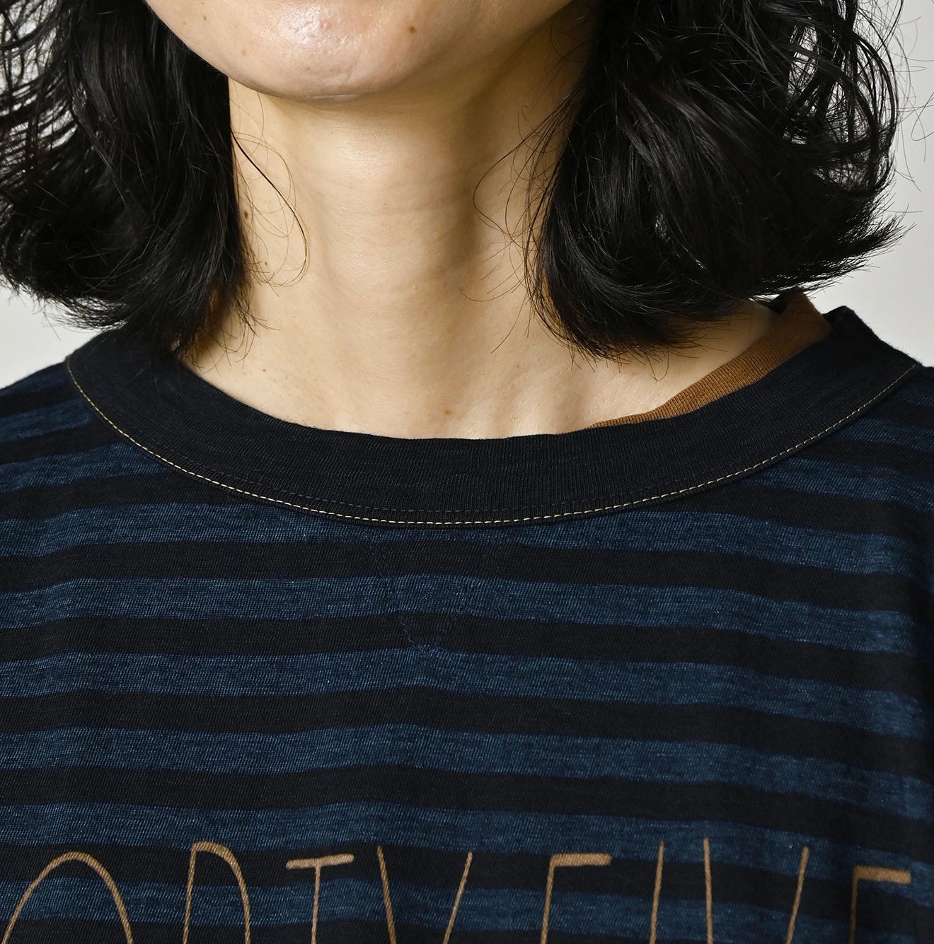 Indigo Stripe Umihiko Logo 908 T-shirt | 45R Official Online Store