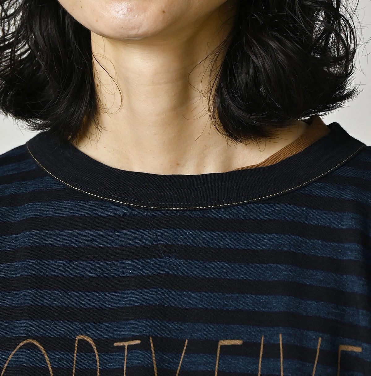 45R Indigo Stripe Umihiko Logo 908 T-shirt