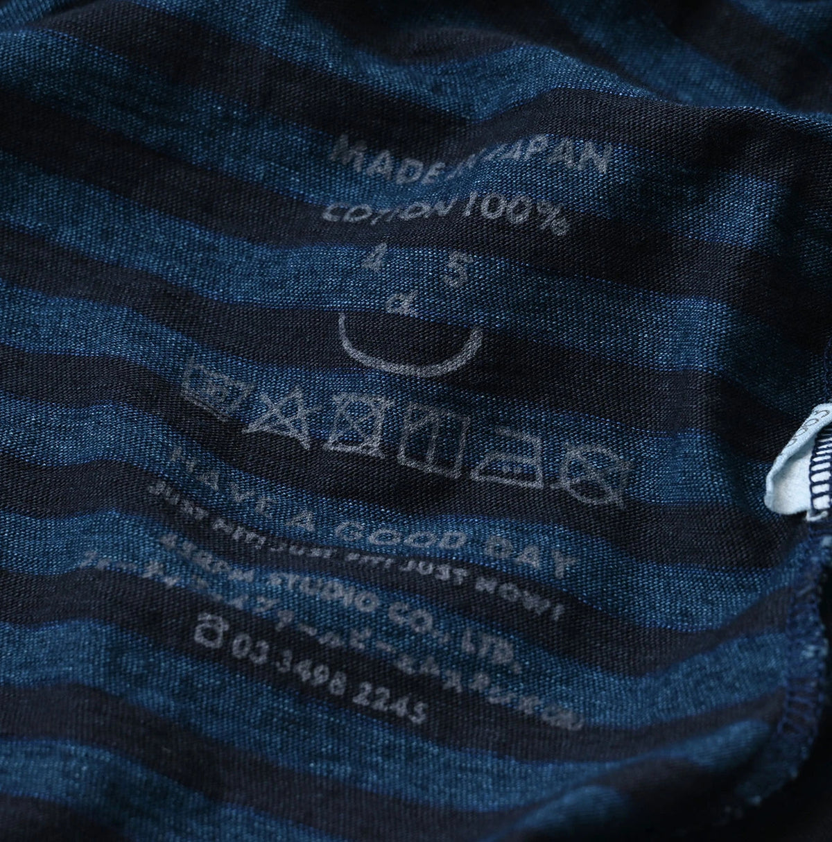 45R Indigo Stripe Umihiko Logo 908 T-shirt
