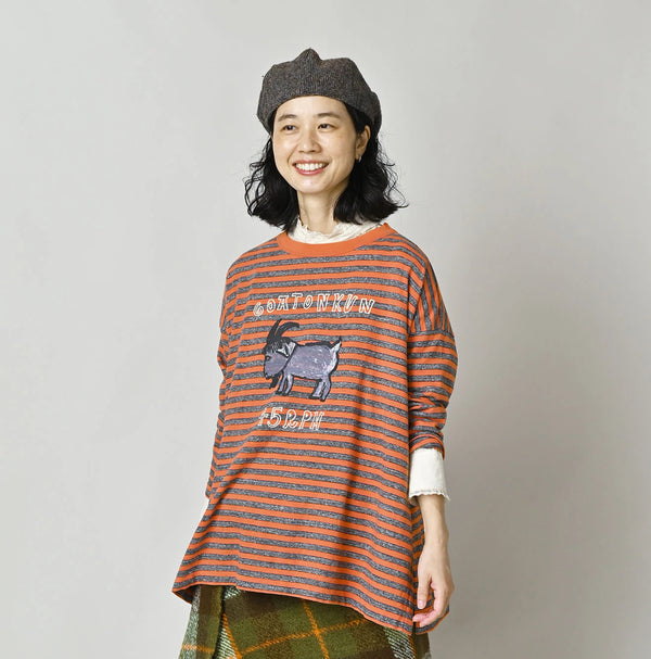 45R Stripe Big Slit Hiko Betouch Goaton T-shirt (Top-dyed)