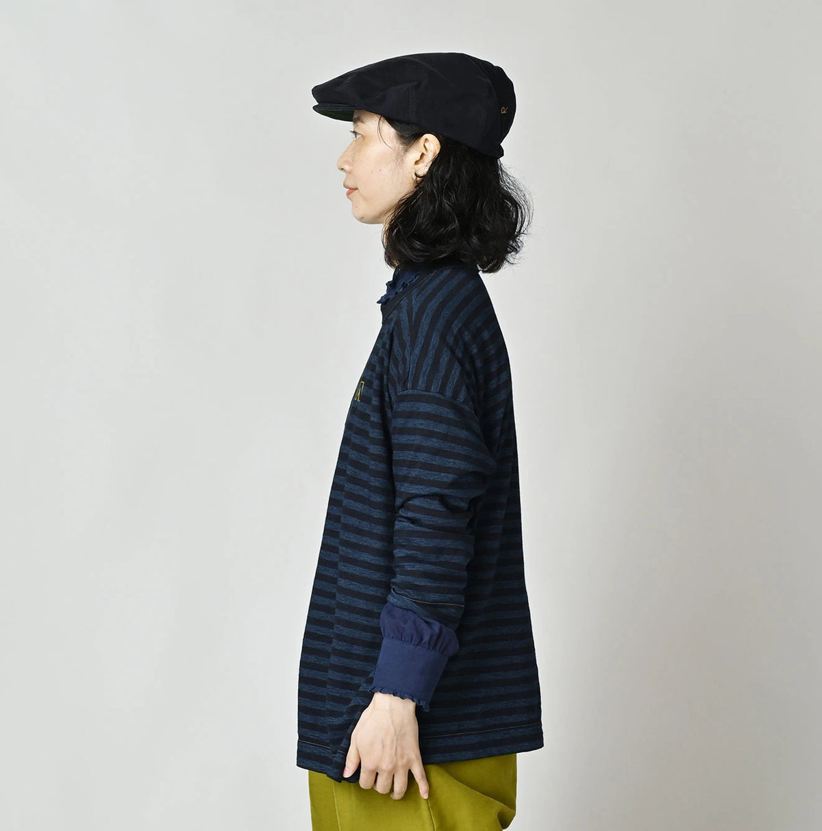 45R Indigo Stripe Big Slit Hiko Betouch Goaton T-shirt - Image 4