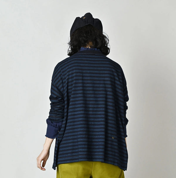 45R Indigo Stripe Big Slit Hiko Betouch Goaton T-shirt