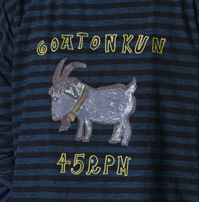 45R Indigo Stripe Big Slit Hiko Betouch Goaton T-shirt - Image 7