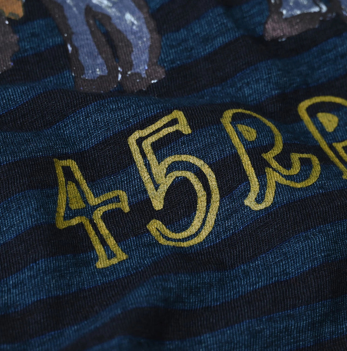 45R Indigo Stripe Big Slit Hiko Betouch Goaton T-shirt