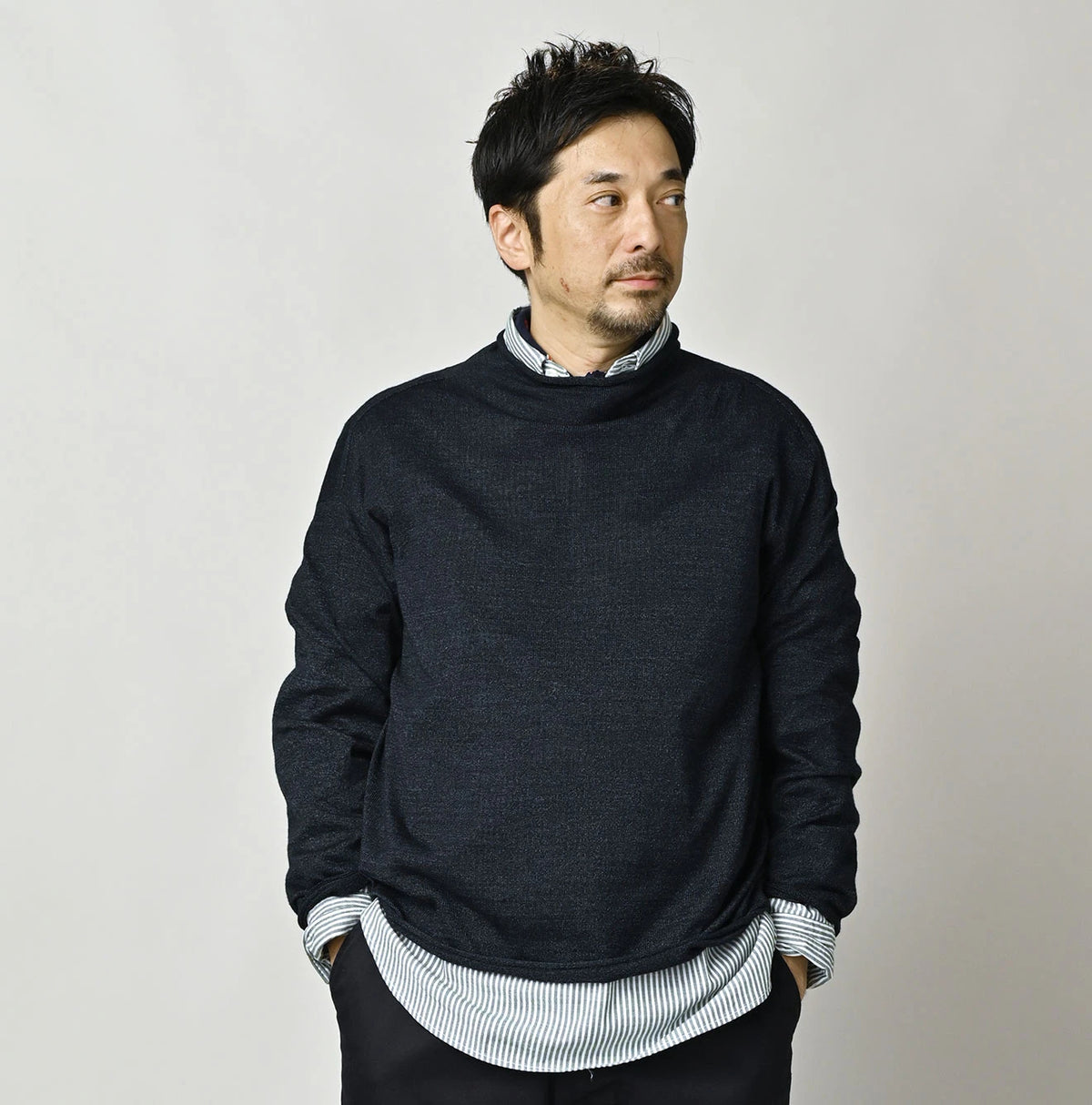 45R Indigo Super Gauze Yamahiko Sweater - Image 7
