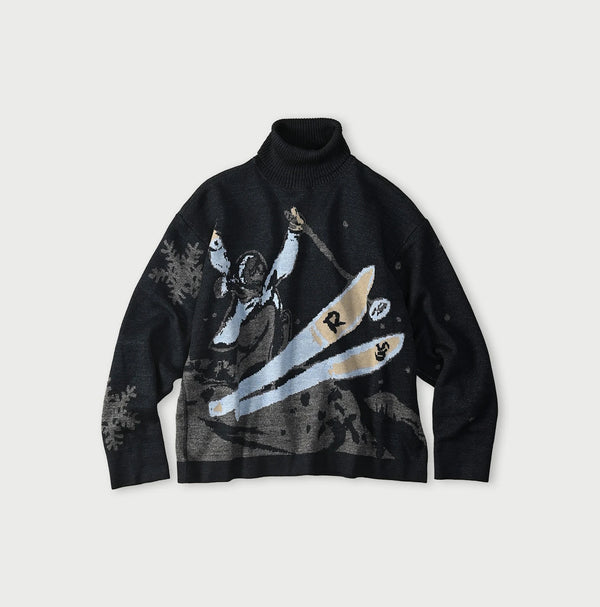 45R Indigo Supima Aspen Jacquard 908 Turtleneck