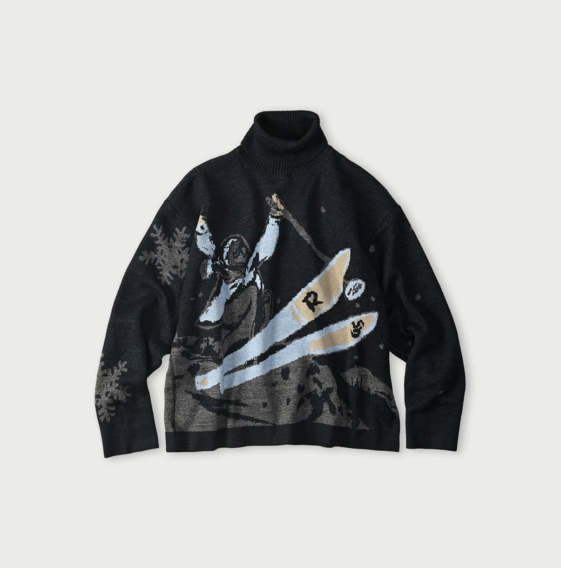 45R Indigo Supima Aspen Jacquard 908 Turtleneck - Image 1