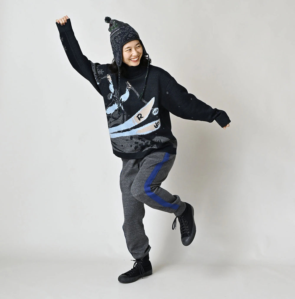 45R Indigo Supima Aspen Jacquard 908 Turtleneck