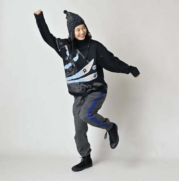 45R Indigo Supima Aspen Jacquard 908 Turtleneck