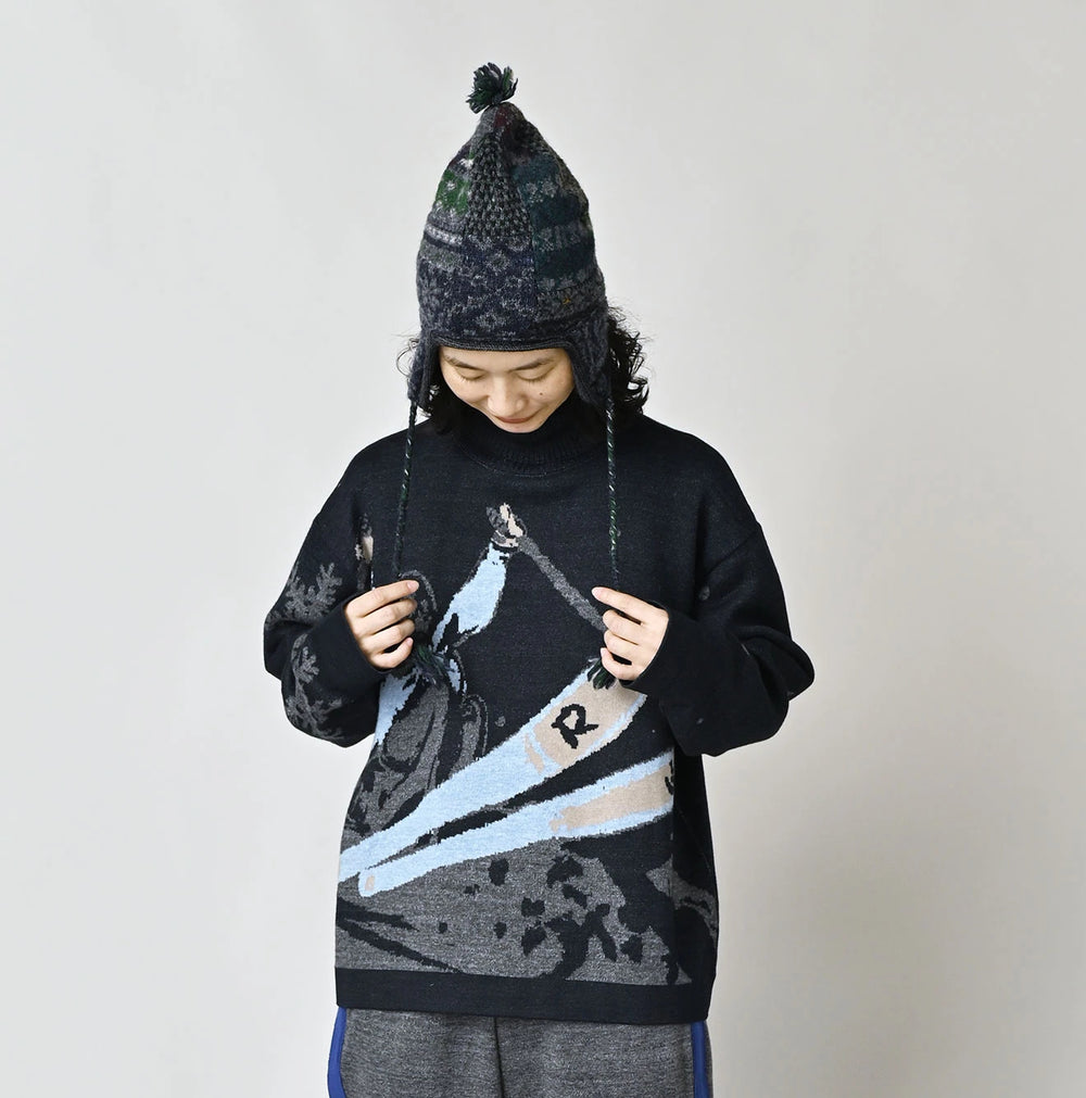 45R Indigo Supima Aspen Jacquard 908 Turtleneck