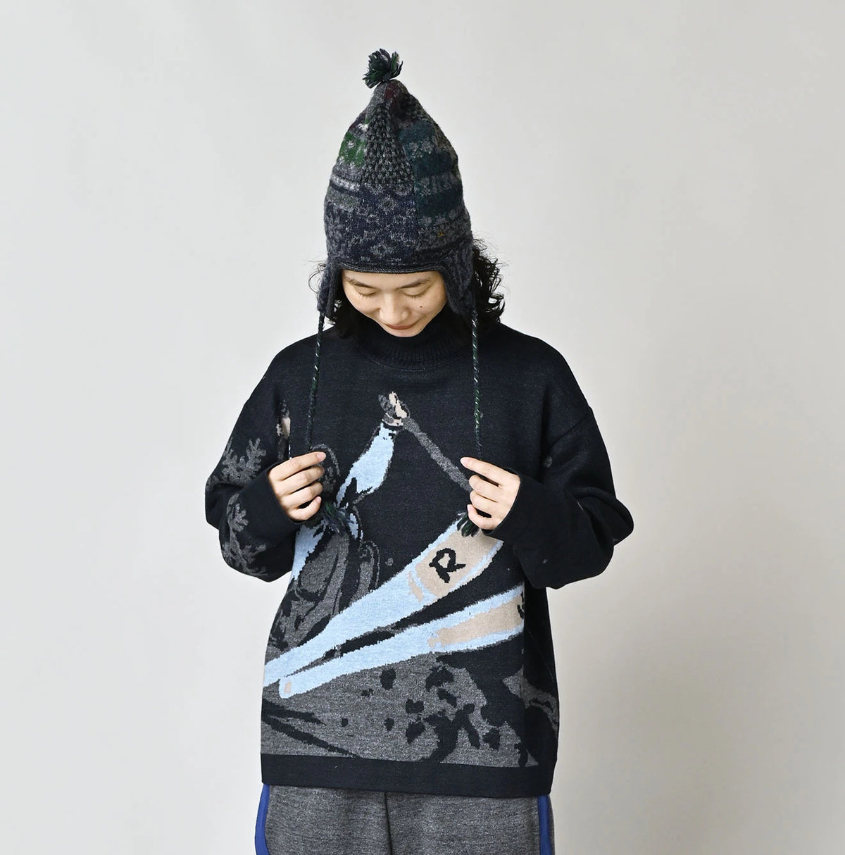 45R Indigo Supima Aspen Jacquard 908 Turtleneck