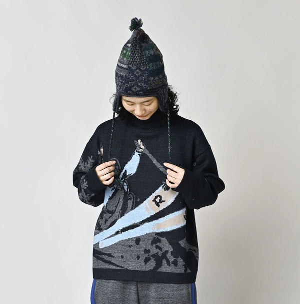45R Indigo Supima Aspen Jacquard 908 Turtleneck