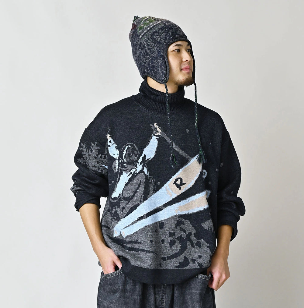 45R Indigo Supima Aspen Jacquard 908 Turtleneck