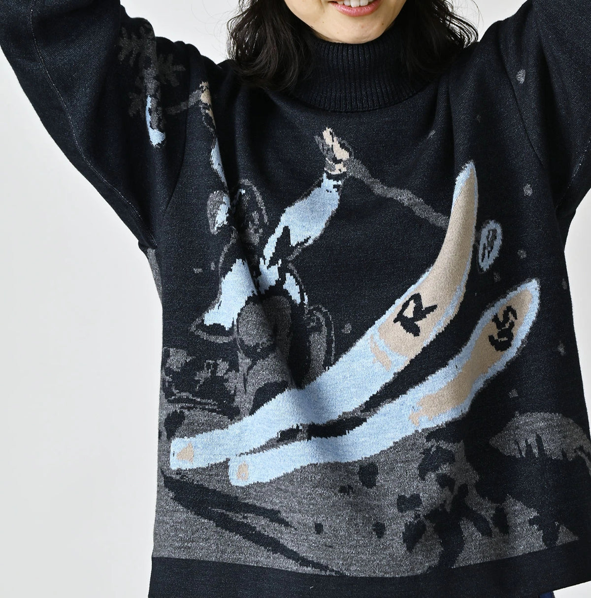 45R Indigo Supima Aspen Jacquard 908 Turtleneck