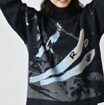 45R Indigo Supima Aspen Jacquard 908 Turtleneck