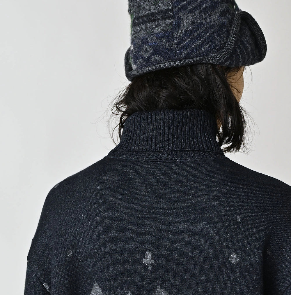 45R Indigo Supima Aspen Jacquard 908 Turtleneck