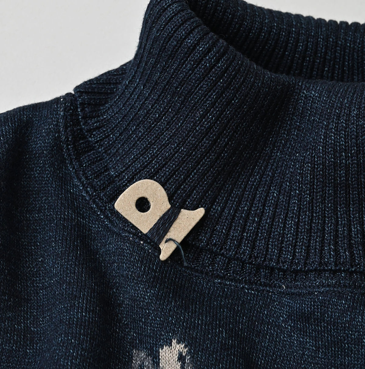45R Indigo Supima Aspen Jacquard 908 Turtleneck