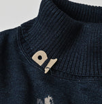 45R Indigo Supima Aspen Jacquard 908 Turtleneck