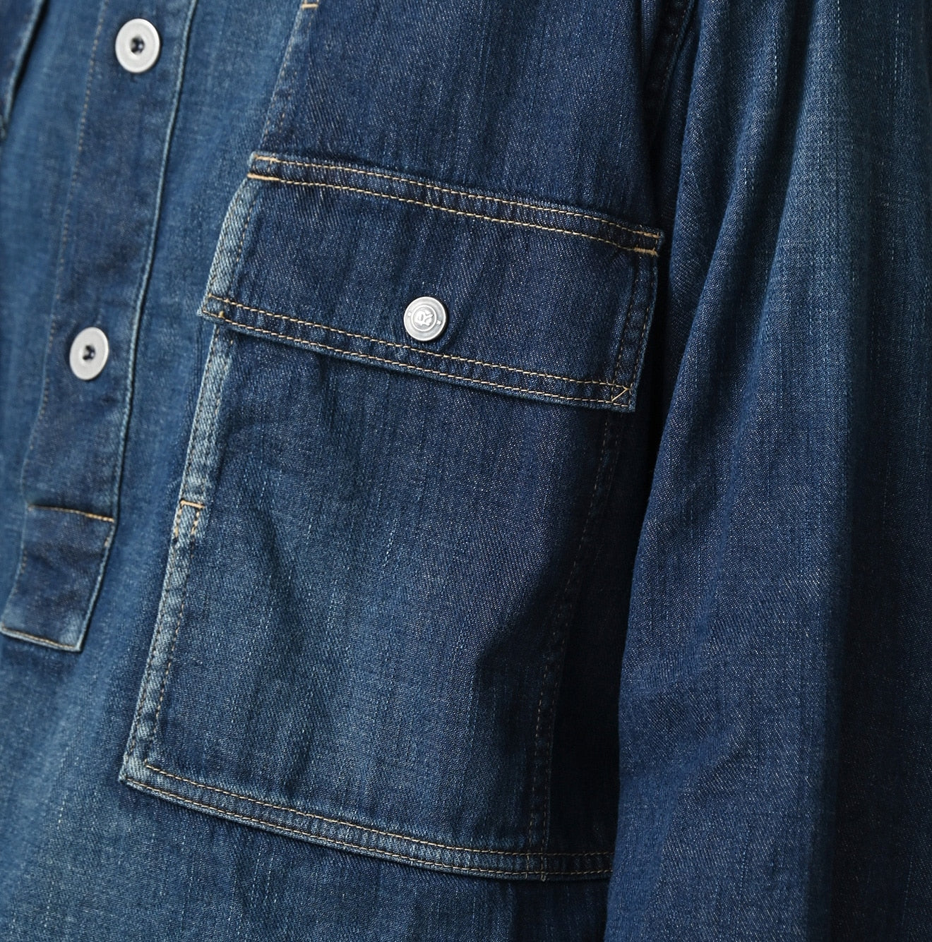 45R 45 Petit Denim Bush Shirt Distressed - Image 13