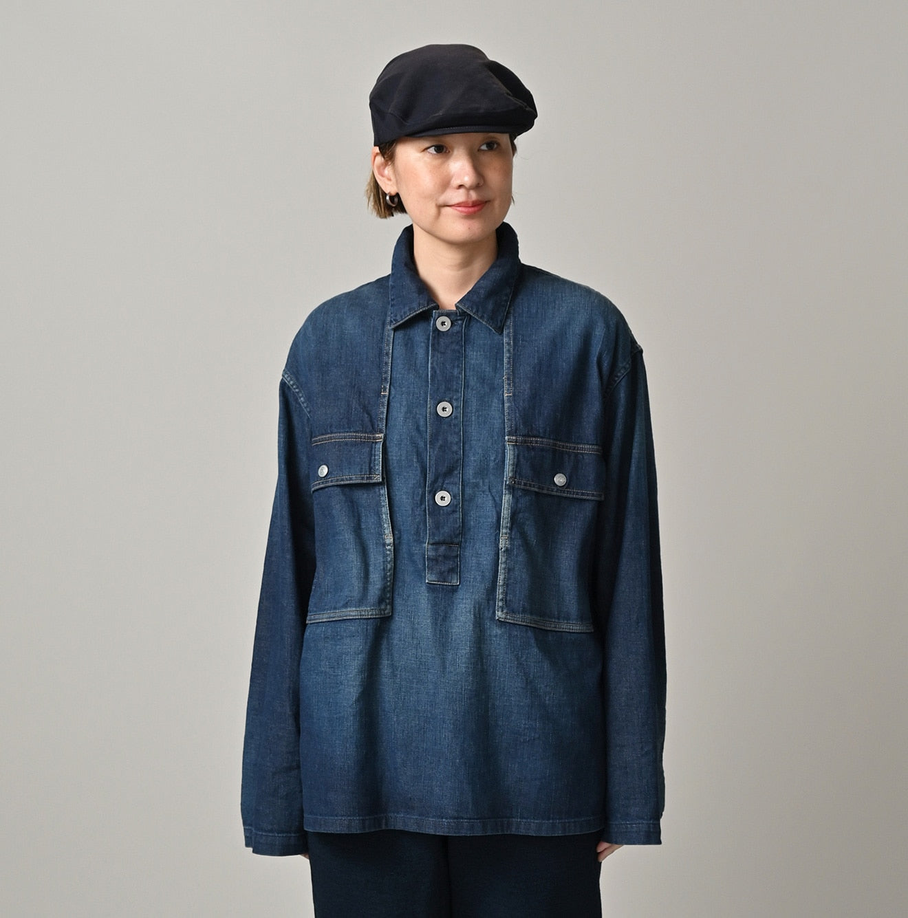 45R 45 Petit Denim Bush Shirt Distressed