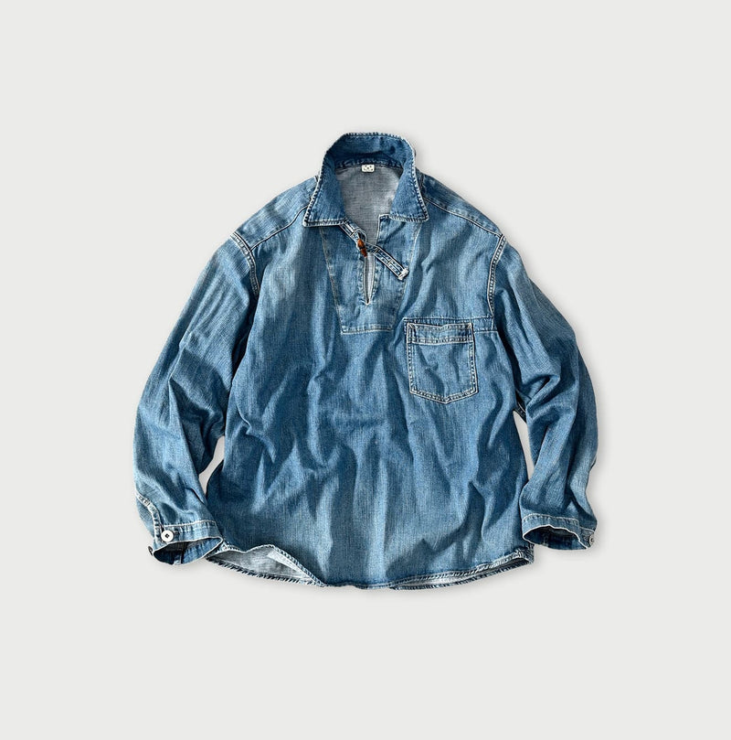 45R 45 Petit Denim Duffer Shirt Distressed - Image 1