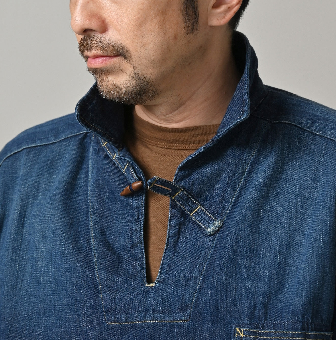 45R 45 Petit Denim Duffer Shirt Distressed - Image 11