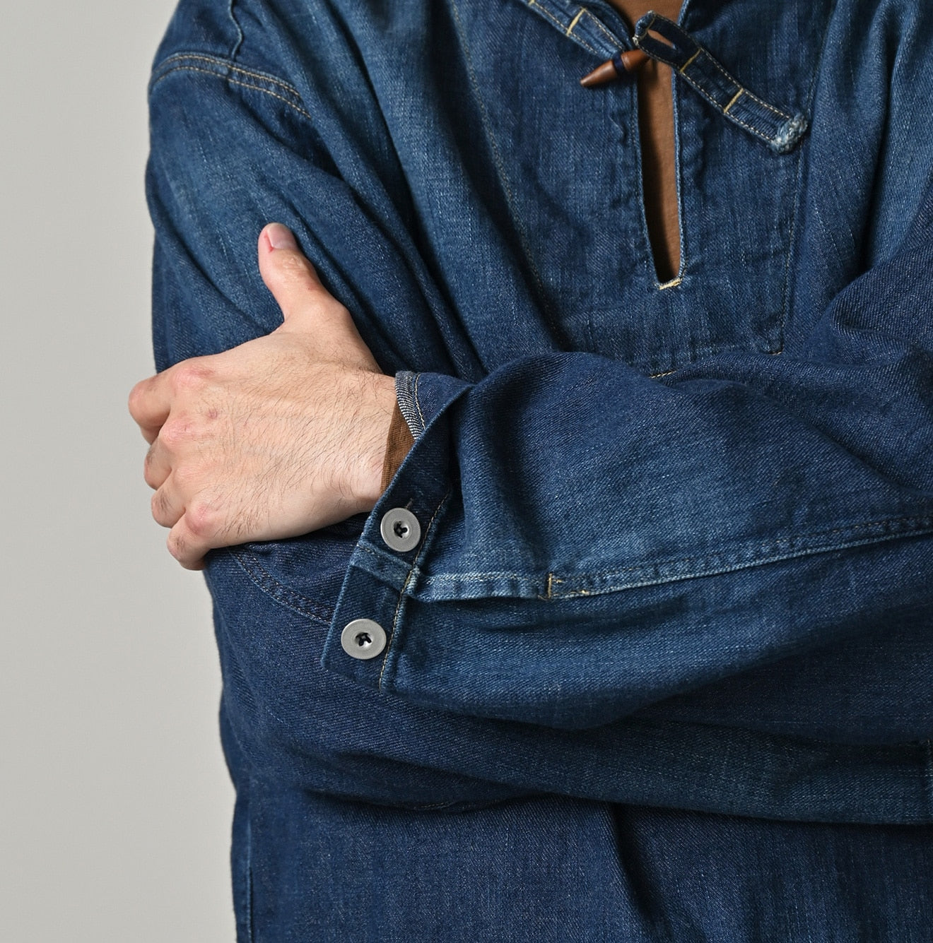 45R 45 Petit Denim Duffer Shirt Distressed