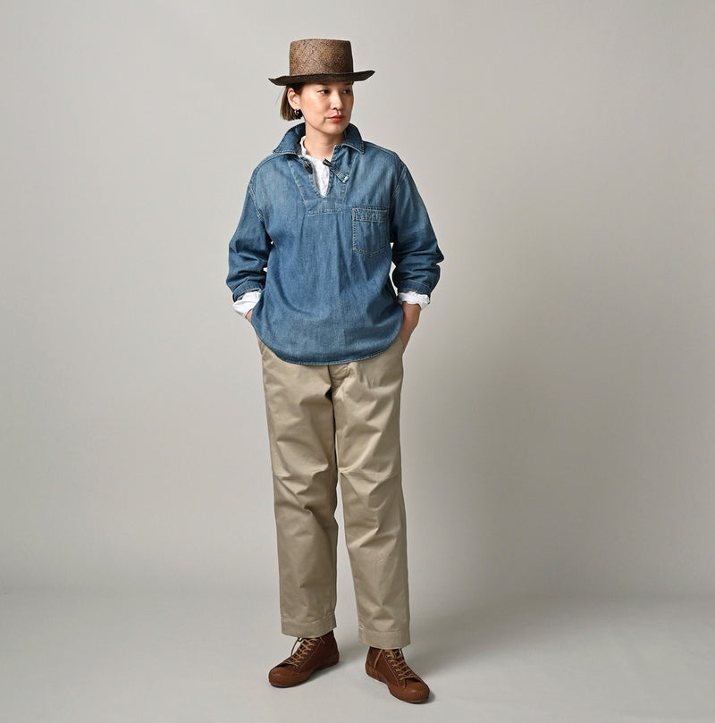 45R 45 Petit Denim Duffer Shirt Distressed - Image 3