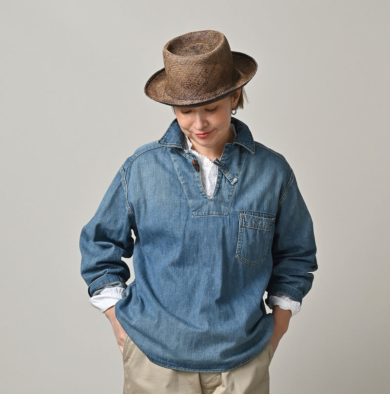 45R 45 Petit Denim Duffer Shirt Distressed