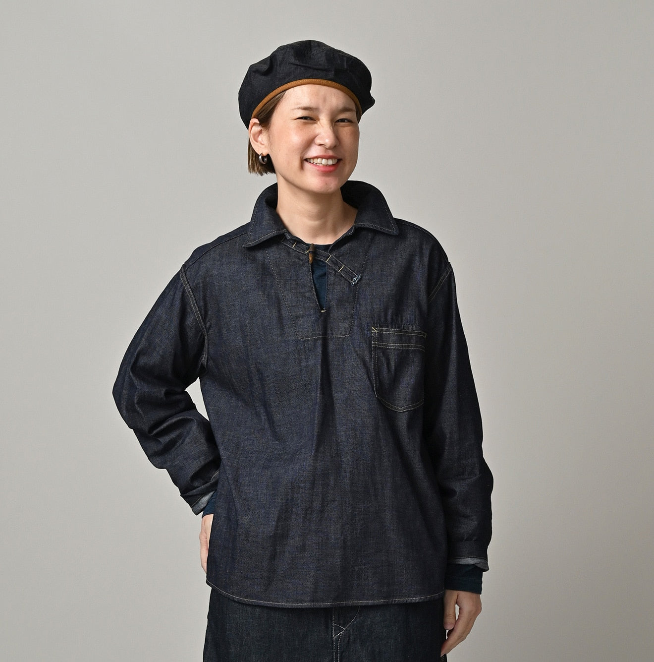 45R 45 Petit Denim Duffer Shirt
