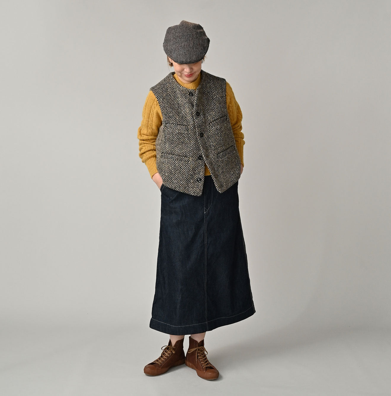 45R Mugihiko Denim Painter Skirt Nou