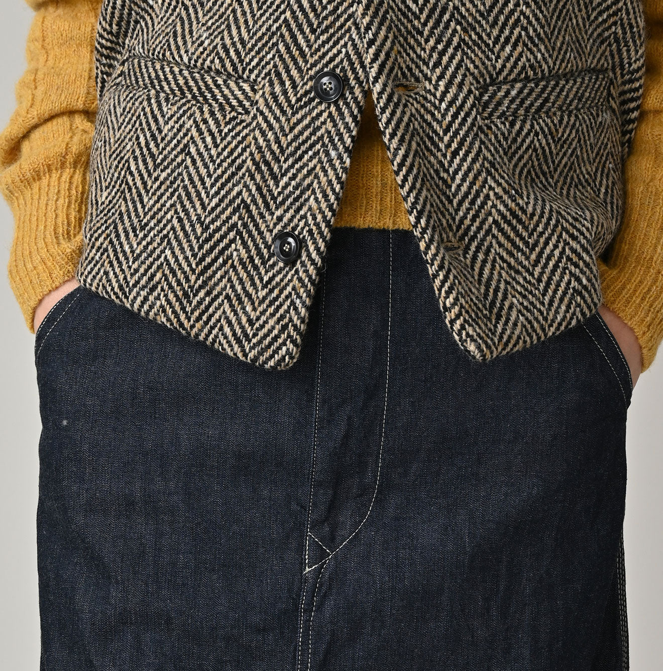 45R Mugihiko Denim Painter Skirt Nou - Image 6