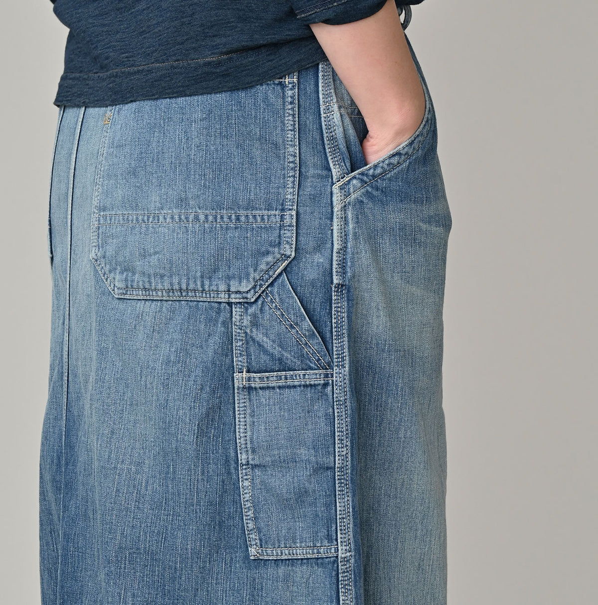 45R Mugihiko Denim Painter Skirt Tan