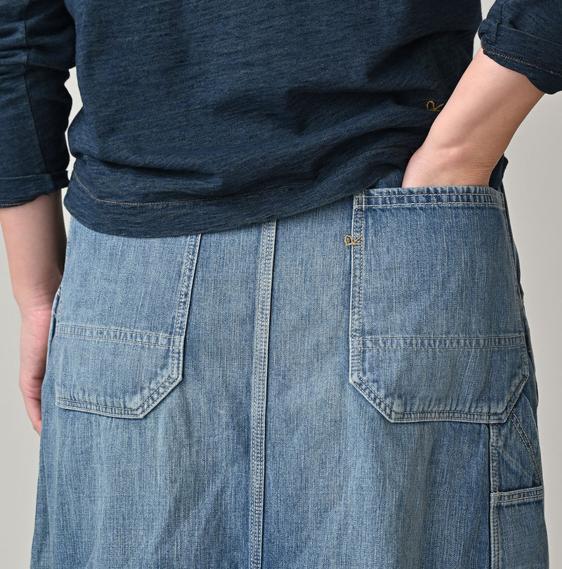 45R Mugihiko Denim Painter Skirt Tan