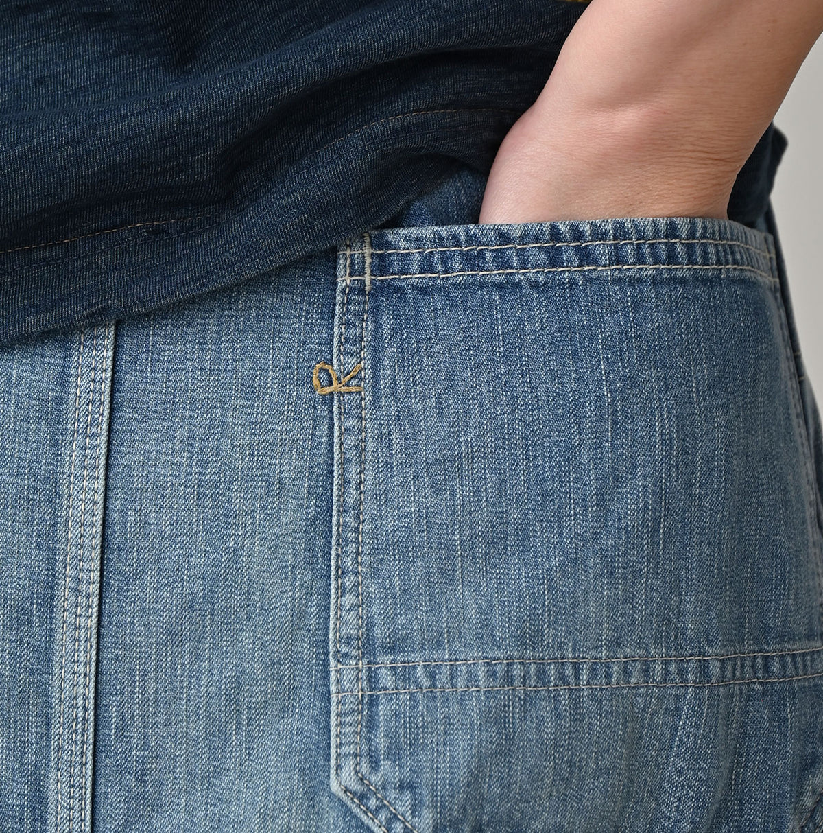 45R Mugihiko Denim Painter Skirt Tan