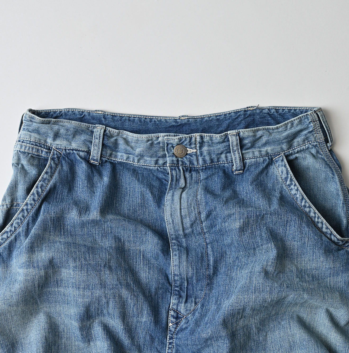 45R Mugihiko Denim Painter Skirt Tan