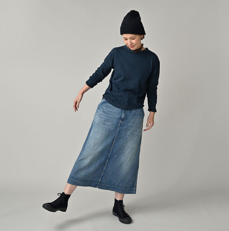 45R Mugihiko Denim Painter Skirt Tan - Image 5