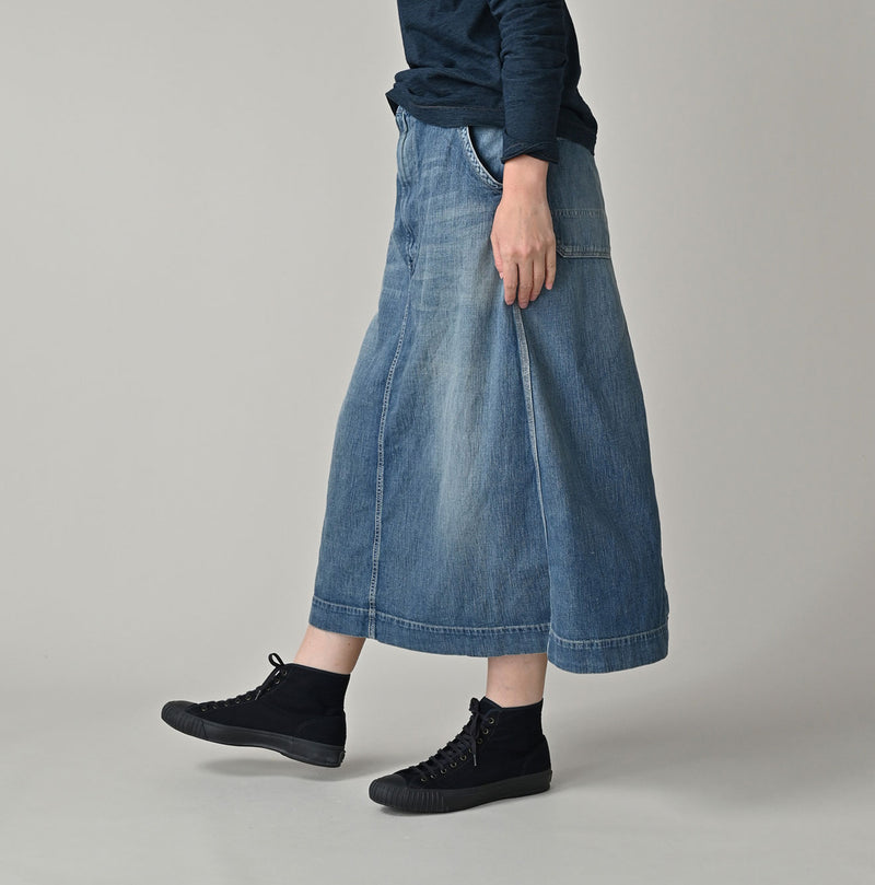 45R Mugihiko Denim Painter Skirt Tan