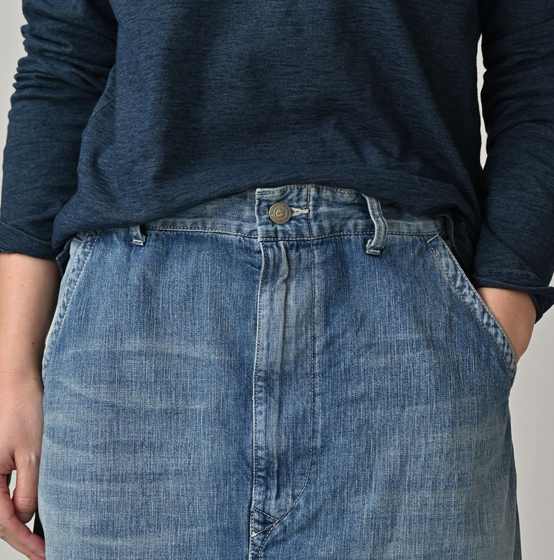 45R Mugihiko Denim Painter Skirt Tan