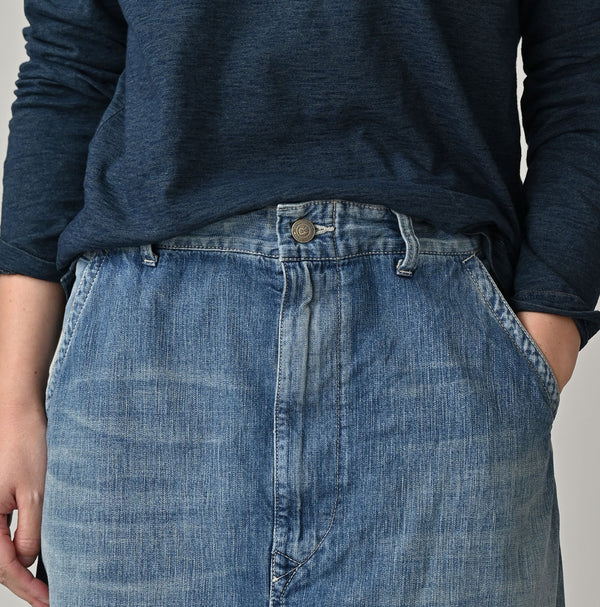 45R Mugihiko Denim Painter Skirt Tan